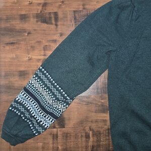Fair Isle Balloon Sleeve Green Sweater 0X